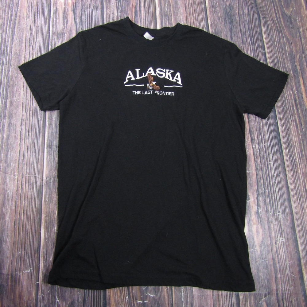 Teemax Alaska The Last Frontier Graphic Shirt Mens L Black Travel Souvenir Tee